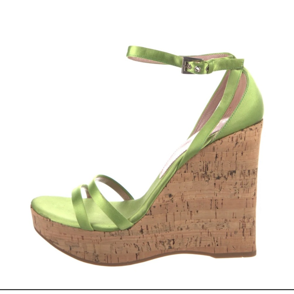 PRADA Sandals exquisite vintage Green Wedge Heels size 40